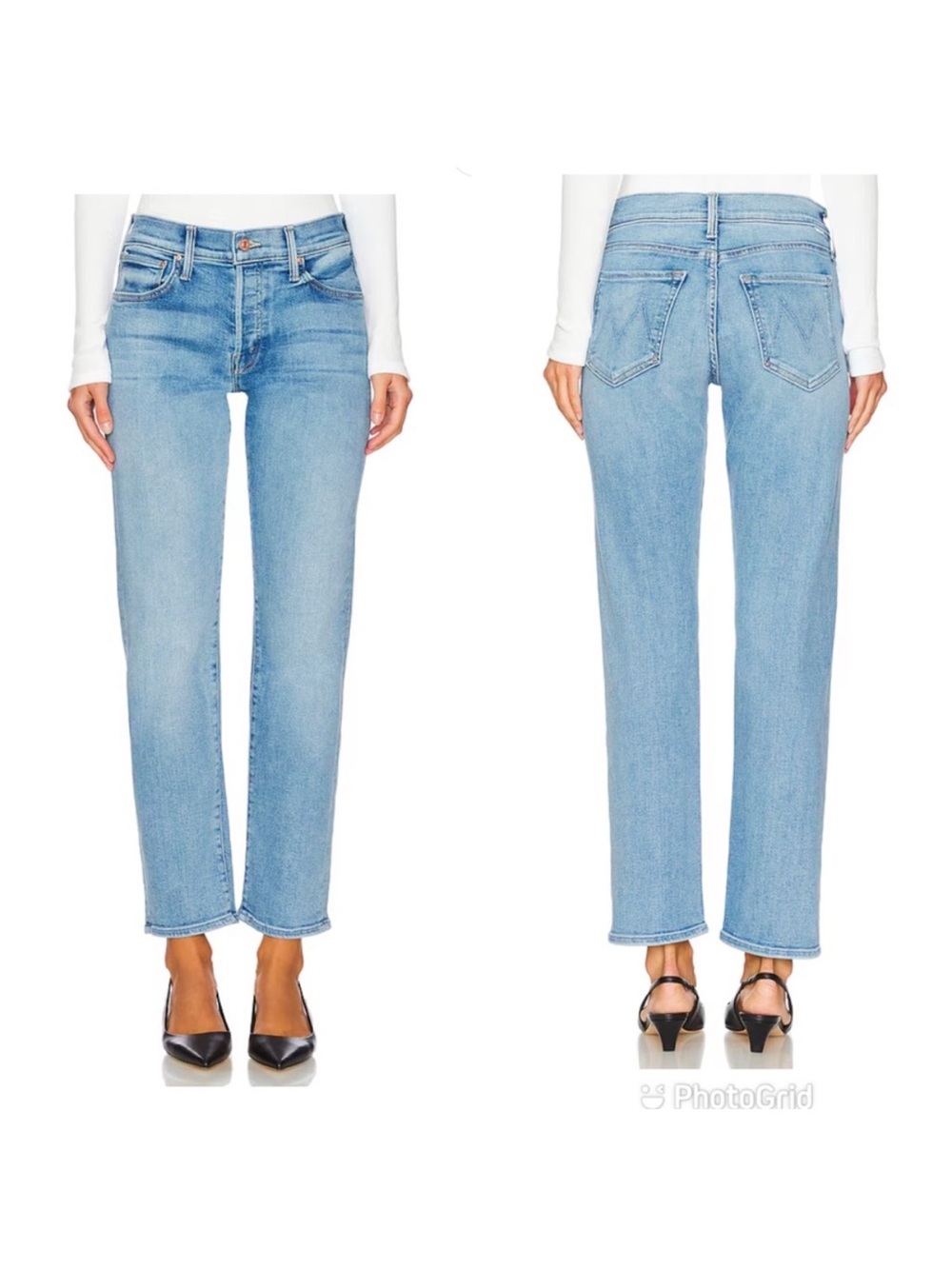 NWT Mother The Mid Rise Hiker Hover Jeans in Full Moon Size 28